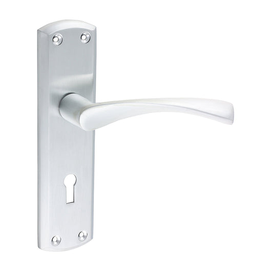 Zeta Lock Door Handle – Satin Chrome - 175 × 45
