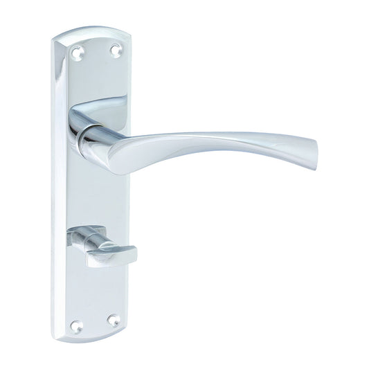 Zeta Bathroom Thumb Turn Door Handle – Polished Chrome - 175 × 45