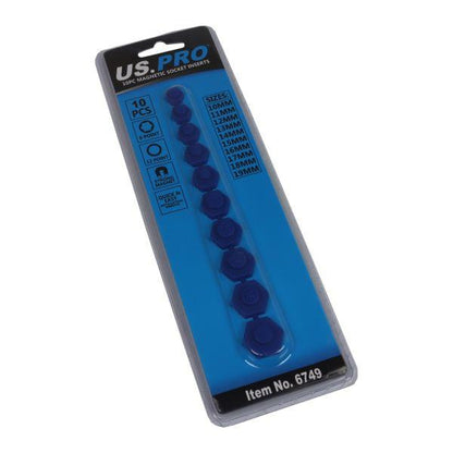 US PRO Tools 10pc Magnetic Socket inserts 10mm - 19mm fits 6 & 12 point 6749
