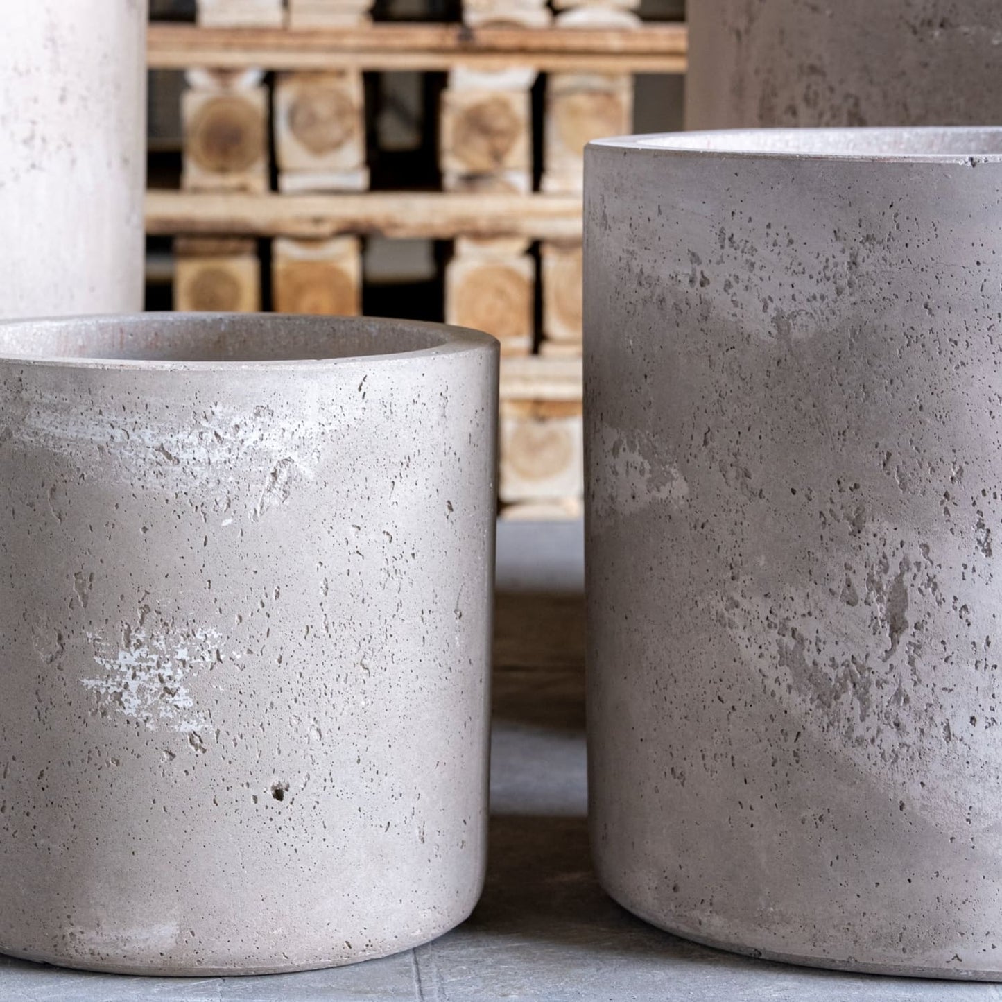 Aurella | Truffle – 55cm X Large Concrete Cylinder Planter – 93L Round Plant Pot