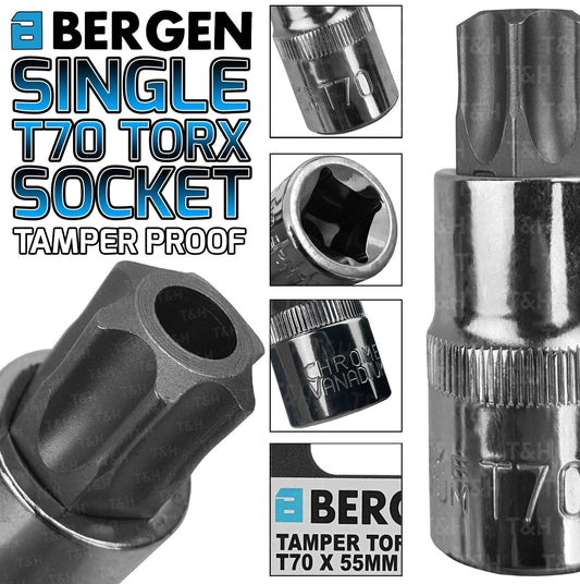 US Pro T70 1/2" Drive 55mm Long Tamperproof Torx Bit Socket ( Single )  2009