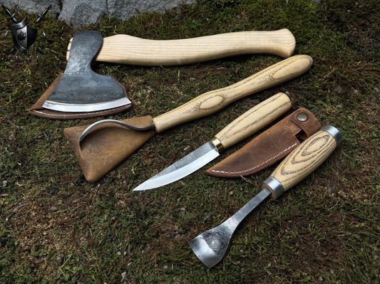 Professional kits Spoon Carving Tool Set  4 Hand Forged Pieces