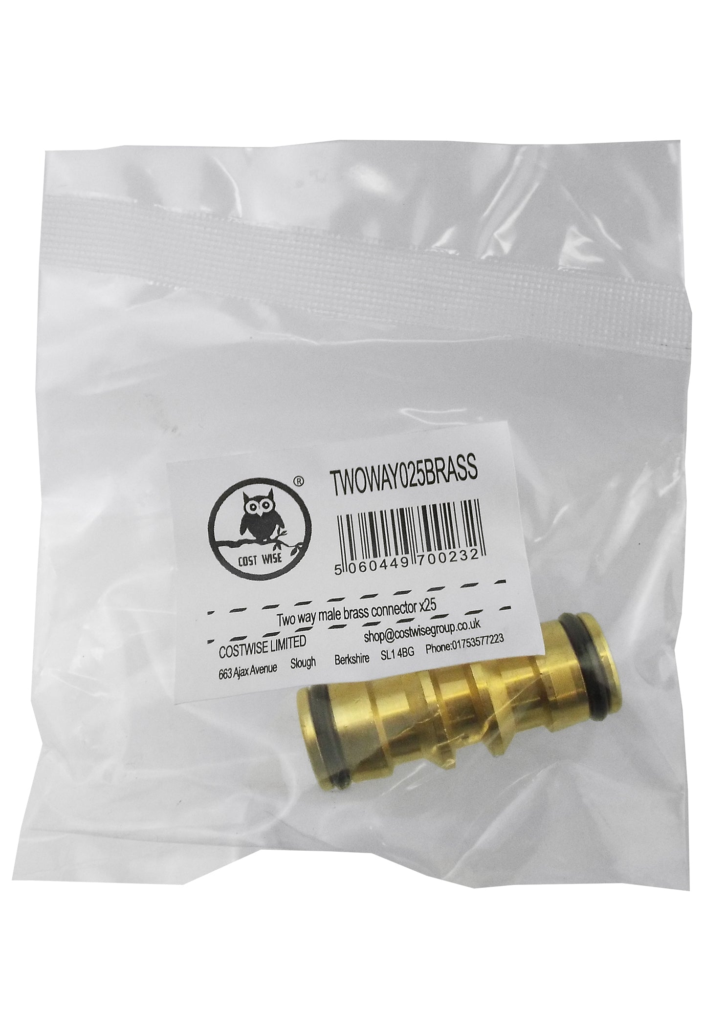 Two Way Male Snap-On Connector Brass