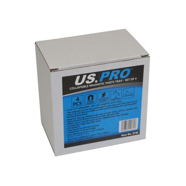 US PRO Tools Set Of 4 Collapsible Magnetic Parts Trays, Coloured Trays 6746