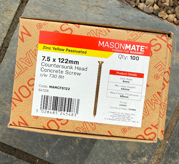 concrete screws 7.5 x 122 box 100