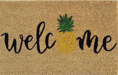 Doormat 60cm x 40cm - 'Welcome' - Rubber-Backed Coir Door Mat - Absorbent Coir Mat for Indoor/Outdoor