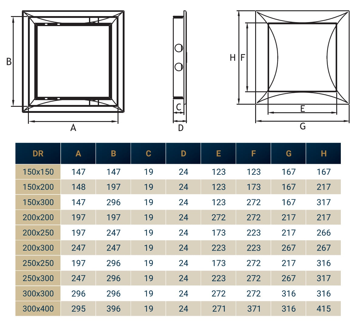 Access Panel Door PP, White 250mm x 250mm