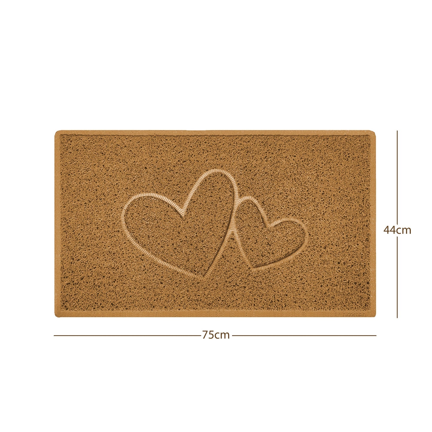 "Double Heart" Embossed Loofah Textured Spaghetti Doormat
