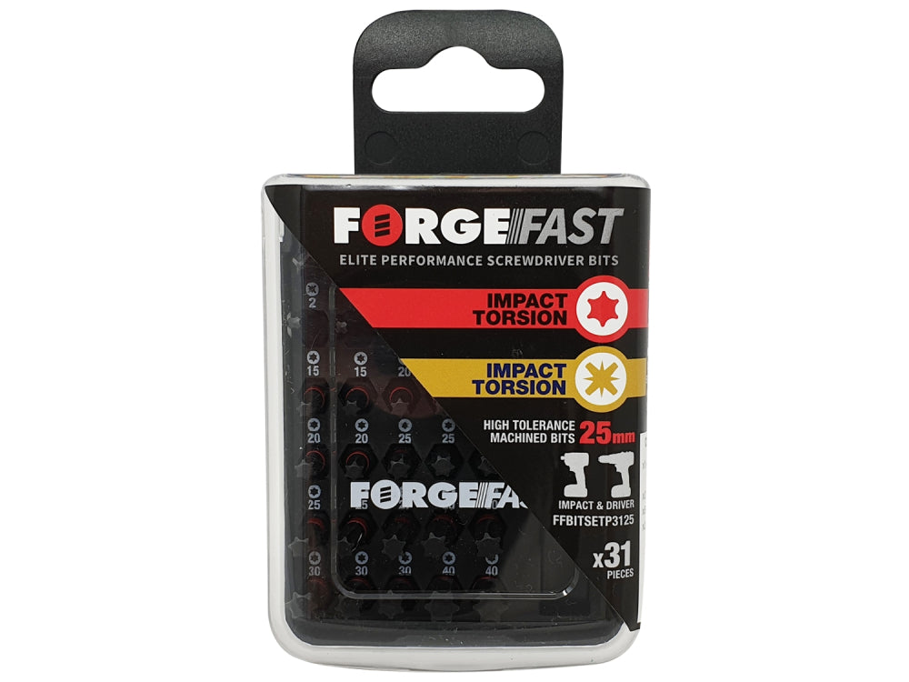 ForgeFast Impact Bit Set BP 31 Piece Pozi/Torx 25mm | Elite Performance Screwdriver Bits