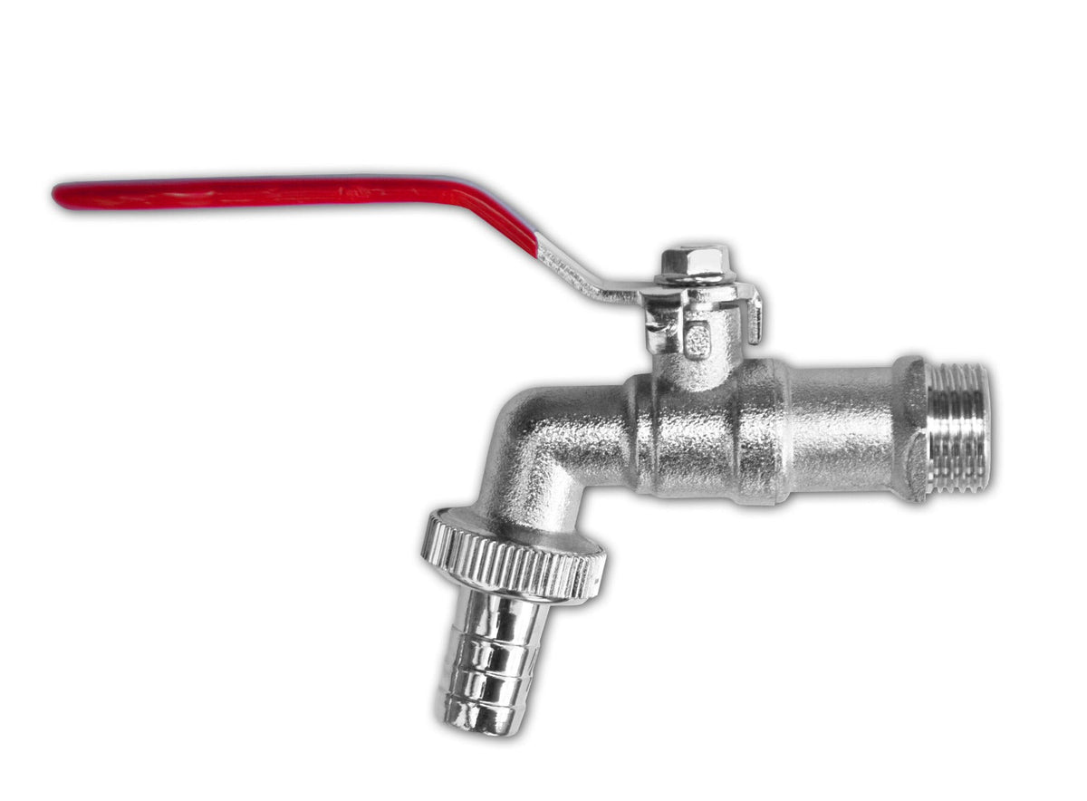 Garden Lever Tap - 1/2 BSPM Inlet - 1/2 Barb Hose - Zinc Nickle Plated Bradas