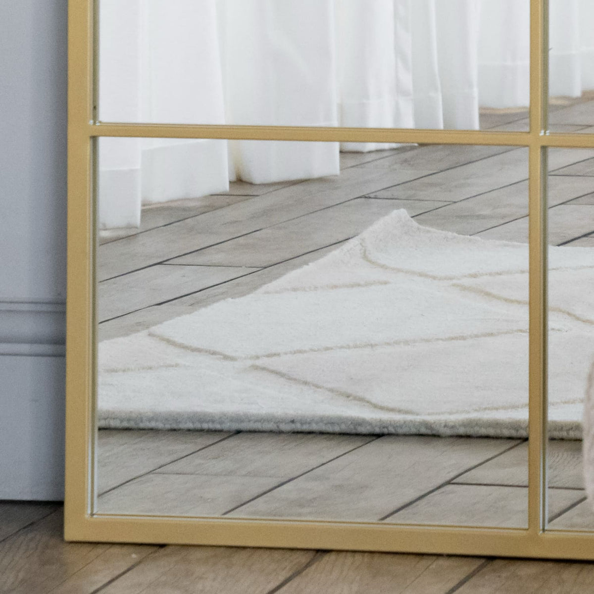 Kyō - Full Length Gold Metal Rectangle Lattice Grid Mirror - 180cm x 105cm