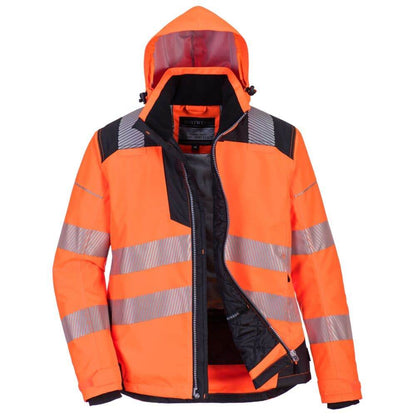 PORTWEST PW382 PW3 HI-VIS WOMEN'S WINTER JACKET ORANGE/BLACK SMALL