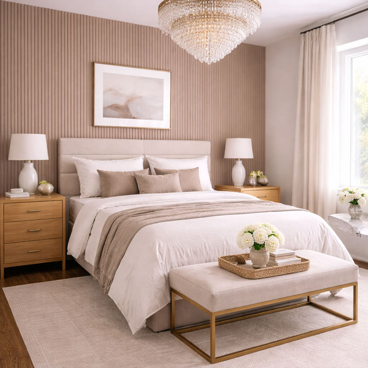 Large Fluted Wall Panels in Biscuit - 240cm x 60cm
