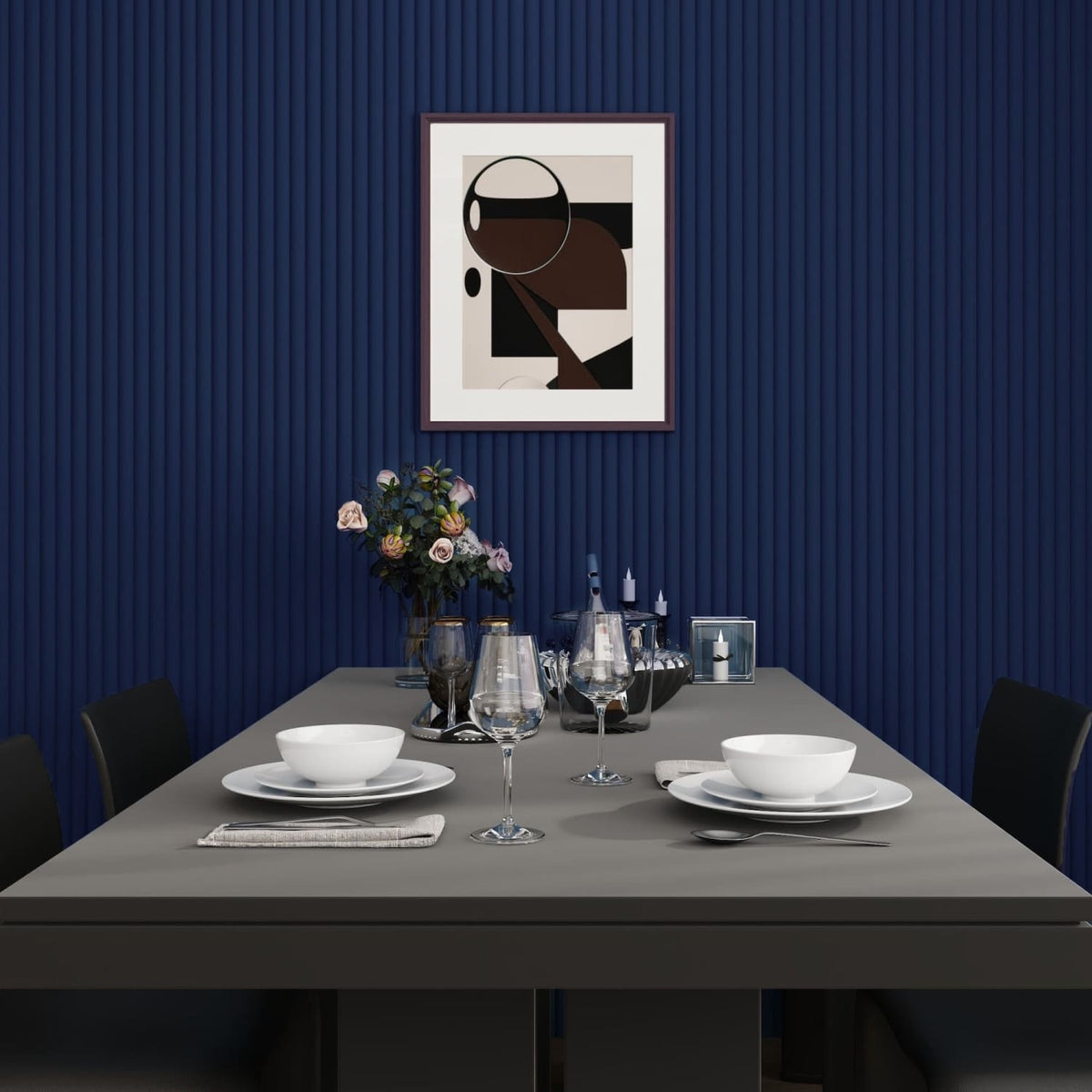 Large Fluted Wall Panels in Blue Maize - 240cm x 60cm