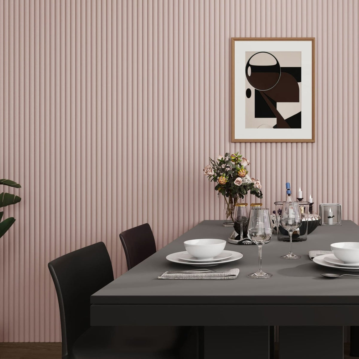 Large Fluted Wall Panels in Dusky Pink - 240cm x 60cm