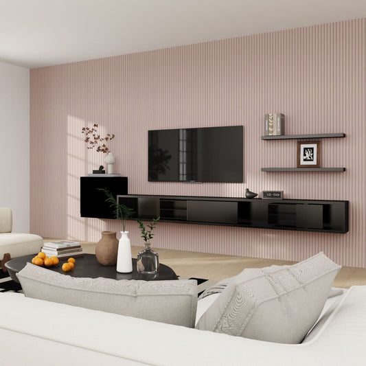 Large Fluted Wall Panels in Dusky Pink - 240cm x 60cm