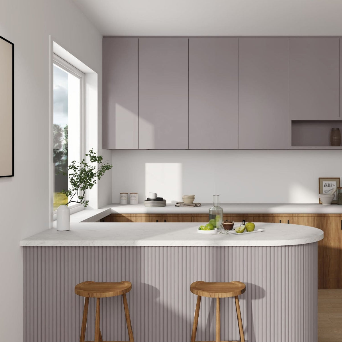 Large Fluted Wall Panels in Purple Heather - 240cm x 60cm