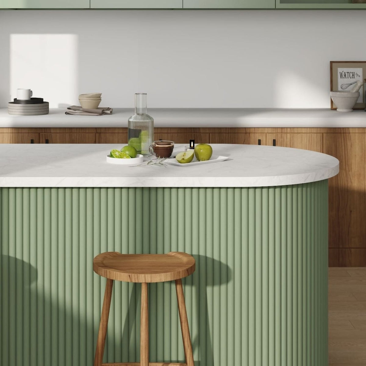 Large Fluted Wall Panels in Vintage Sage Green - 240cm x 60cm