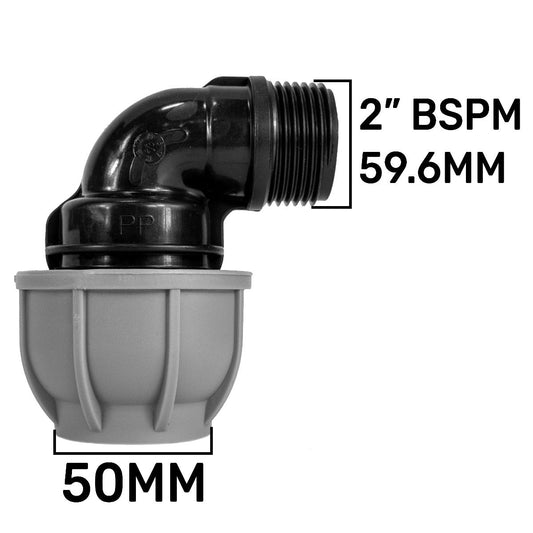 MDPE Elbow 50mm - 2" BSPM
