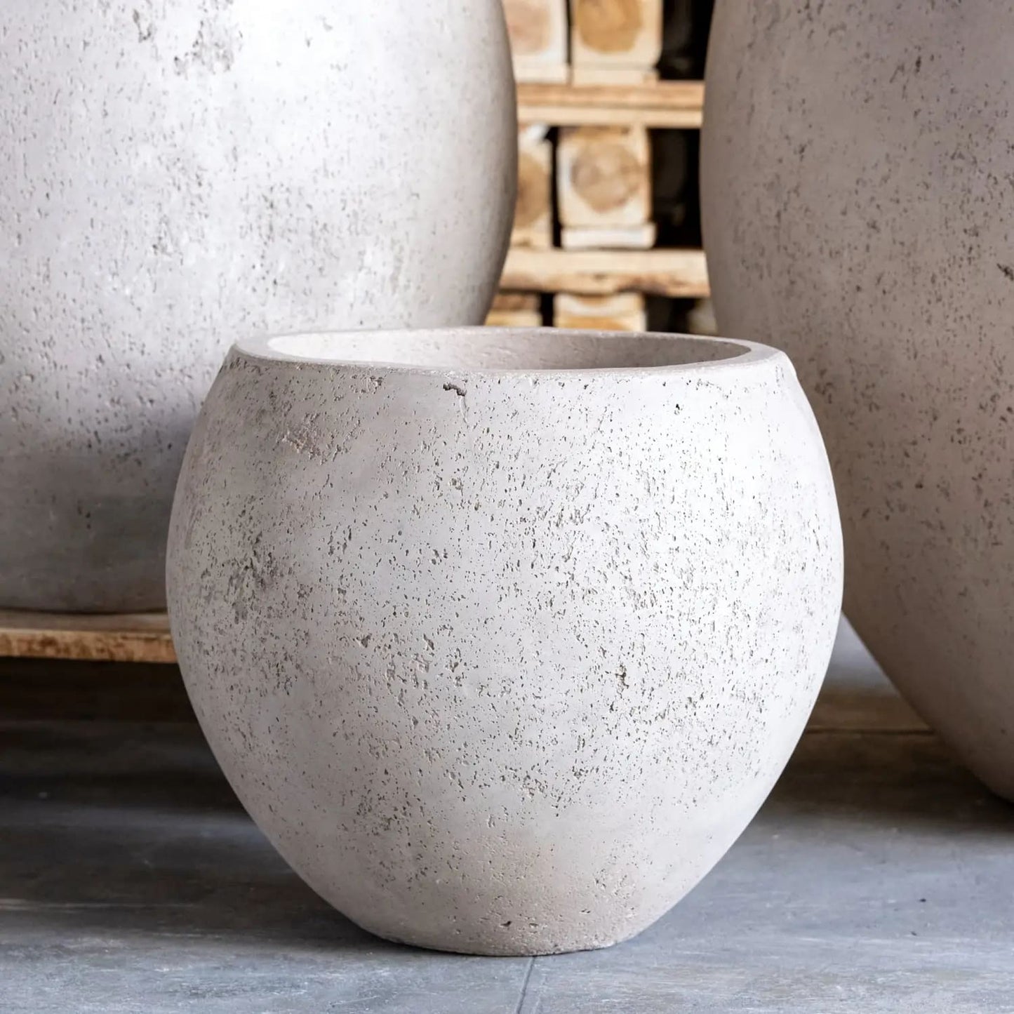 Orbello | Truffle – 55cm Large Concrete Sphere Planter – 82L Round Plant Pot
