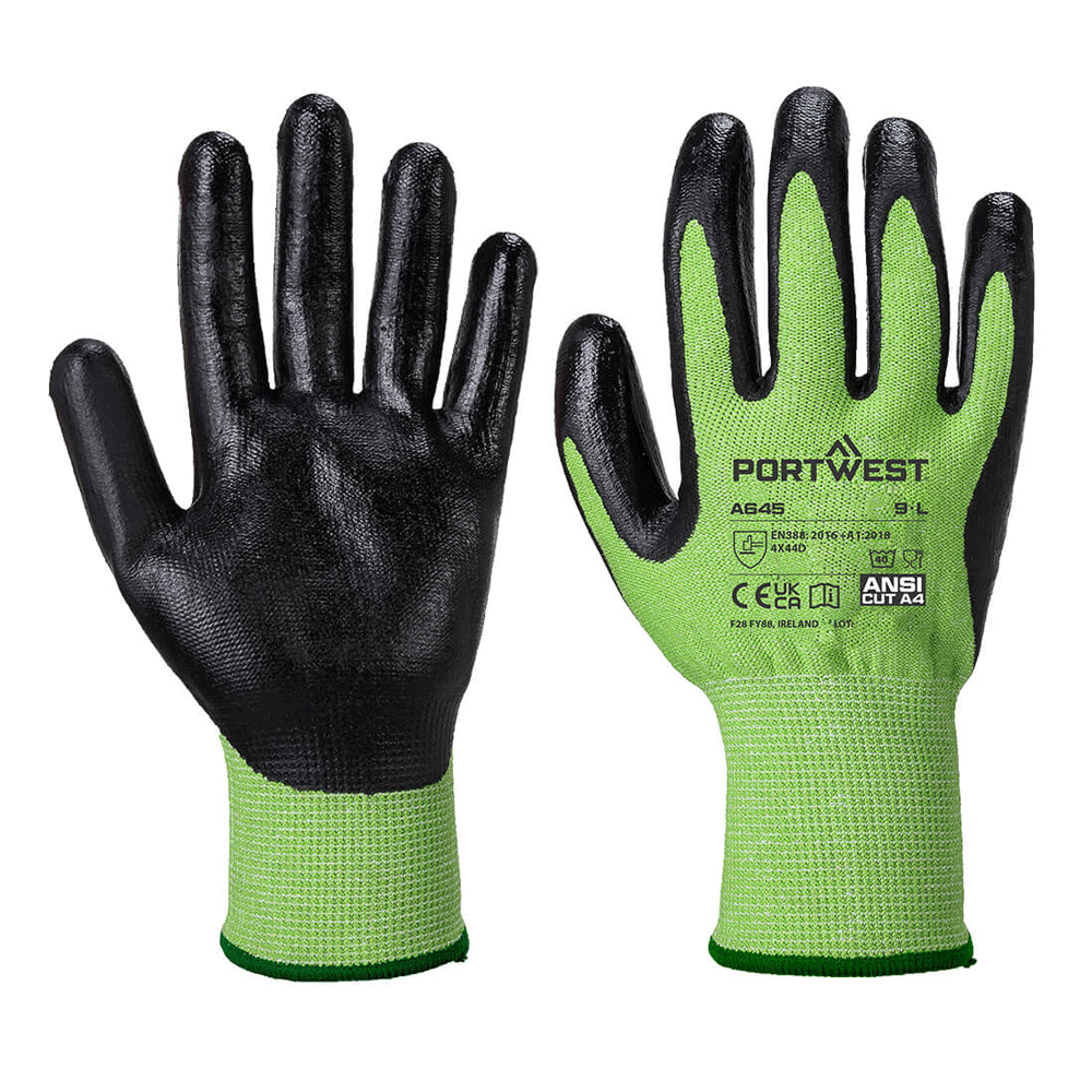 Portwest A645 Green Cut Gloves - Nitrile Foam