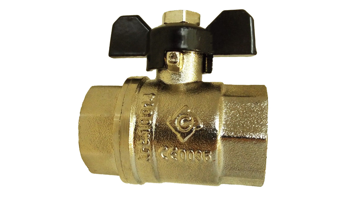 Brass Nickel-Plated Butterfly Valve 1" BSPF