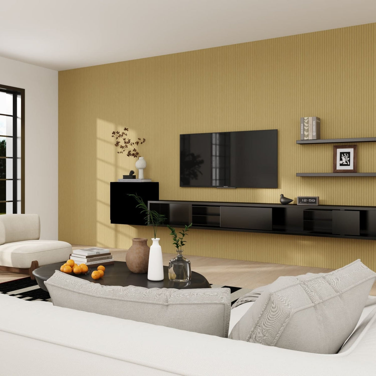 Small Fluted Wall Panels in Natural Oak - 240cm x 60cm