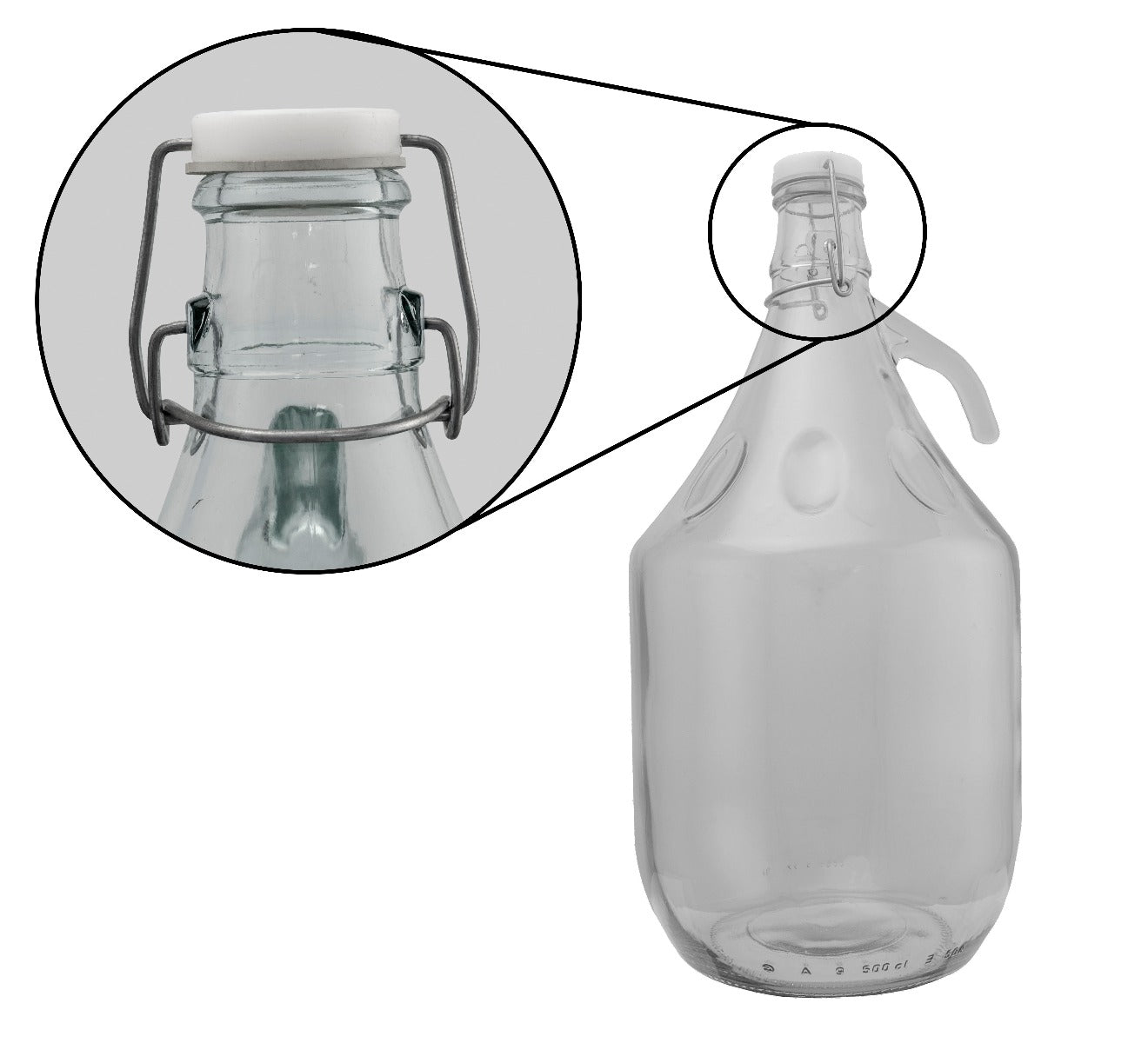 Glass Demijohn 5L 4 Pack Swing Top Cap, Airlock, Bung & Tube