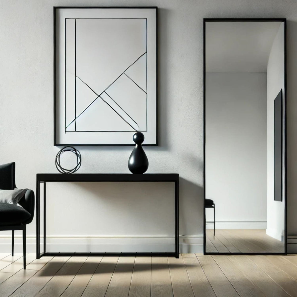 Takara - Full Length Black Metal Rectangle Mirror - 160cm x 60cm