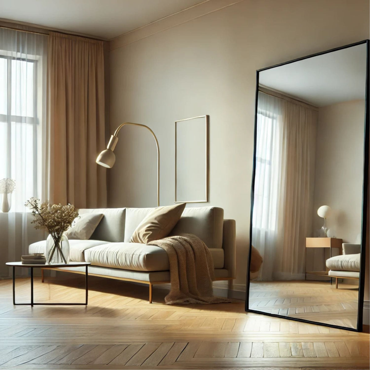 Takara - Full Length Black Metal Rectangle Mirror - 180cm x 105cm