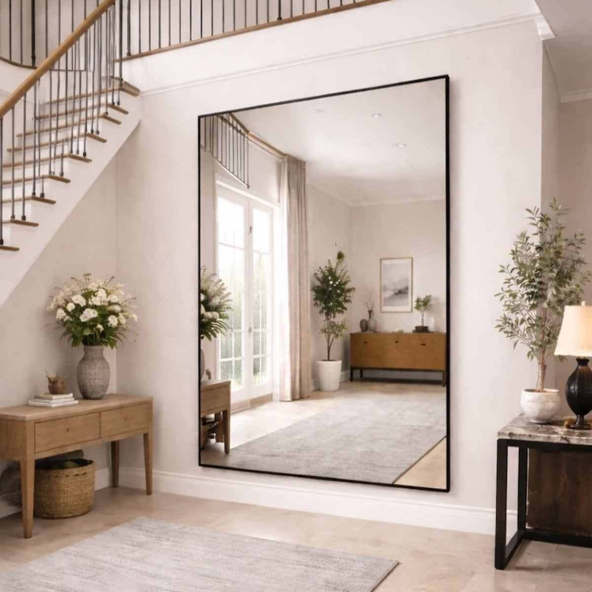 Takara - Full Length Black Metal Rectangle Mirror - 200cm x 150cm