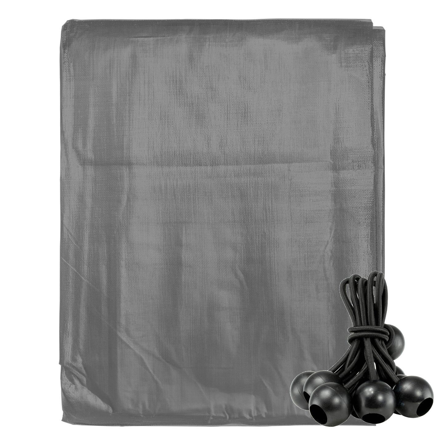 Grey L-Grade Tarpaulin with 10 x 4" Bungee Balls (Black)