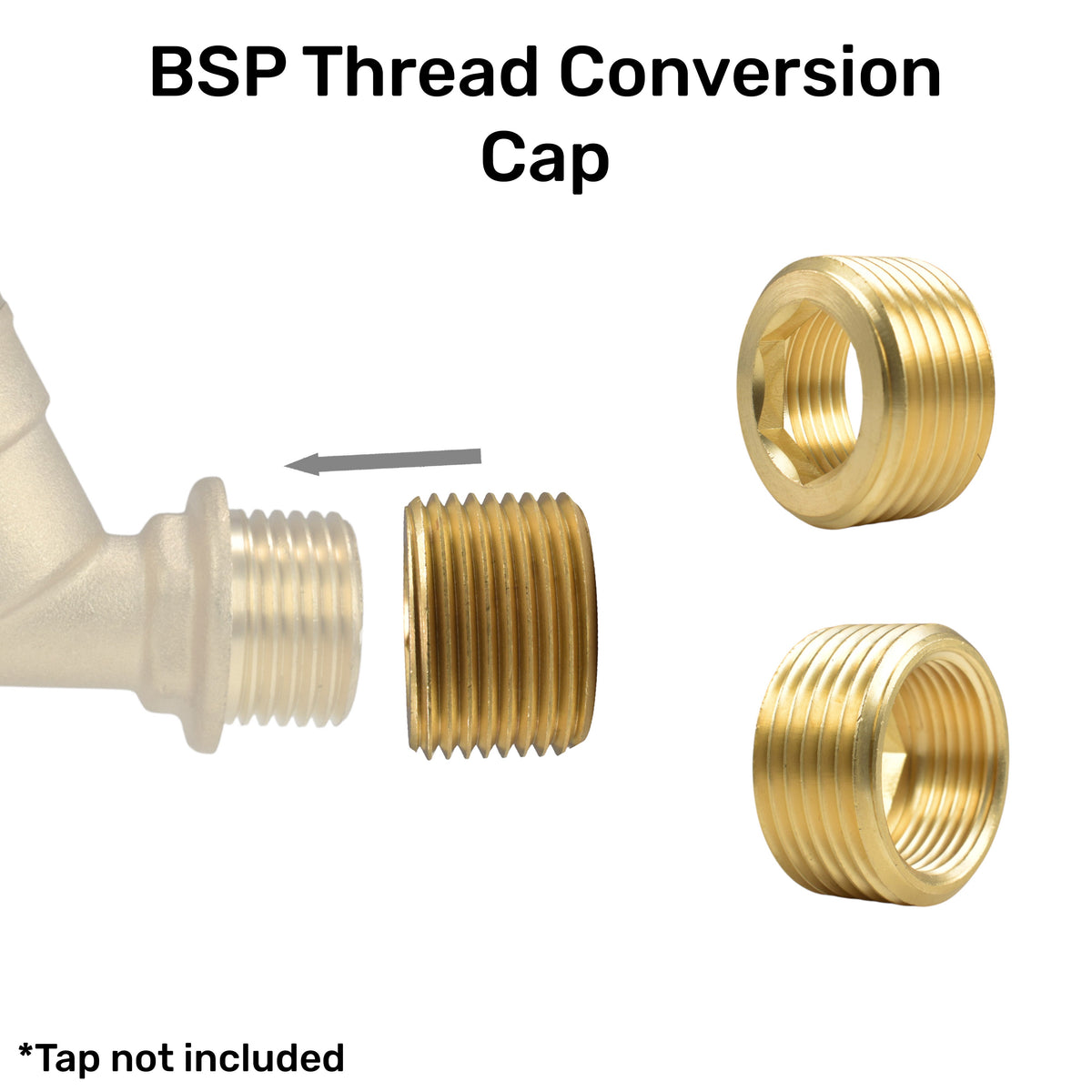 Thread Conversion Cap 3/4" BSPM - 1/2" BSPF, Brass