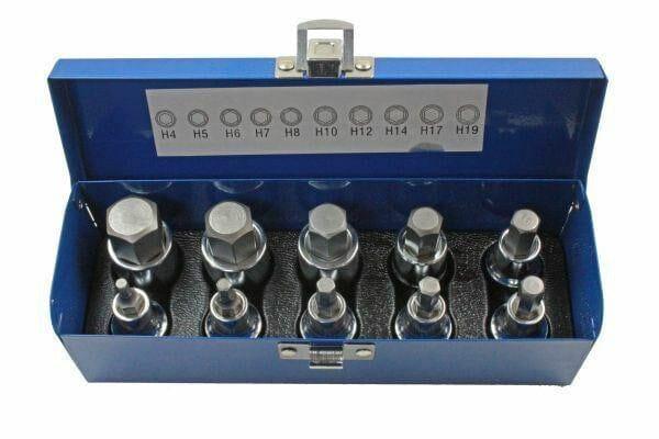 US PRO 1/2" Dr 10pc Hex Allen Bit Sockets, Socket Key Set H4 - H19 1695