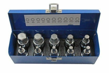 US PRO 1/2" Dr 10pc Hex Allen Bit Sockets, Socket Key Set H4 - H19 1695