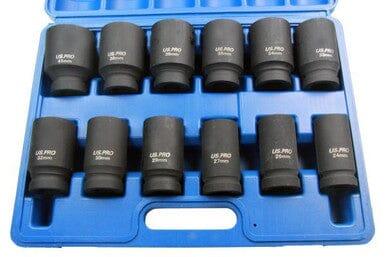 US PRO 12PC 3/4" DR 6PT Deep Impact Sockets Metric 24 - 41mm 1360