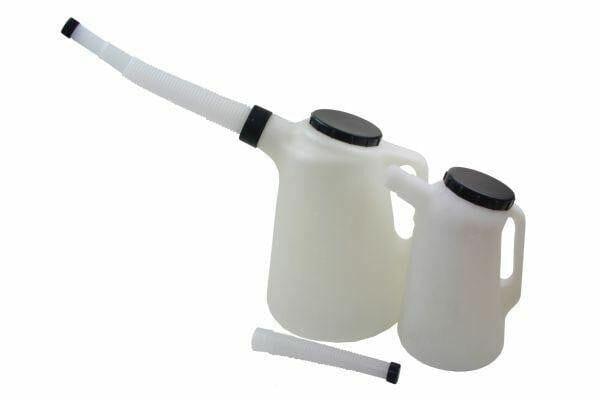 US PRO 2 Piece Fuel Oil Measuring Jug Set With Lids And Spout 2L & 5L 3245