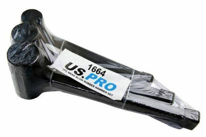US PRO 3pc Rubber Dead Blow Hammers, Hammer 1lb 2lb 3lb Set 1664