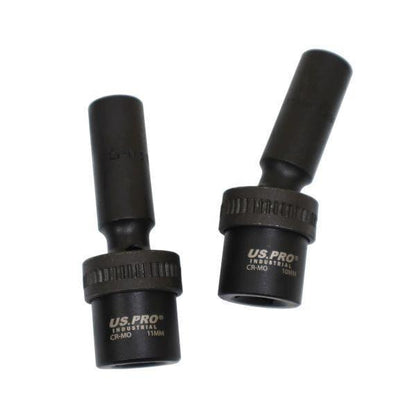 US PRO INDUSTRIAL 10pc 3/8" DR 6pt Swivel Impact Deep Wobble Socket Set 10 - 19mm 3970