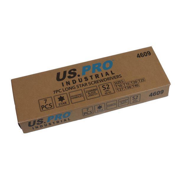 US PRO INDUSTRIAL 7PC Long Star Torx Screwdrivers T10-T40 4609