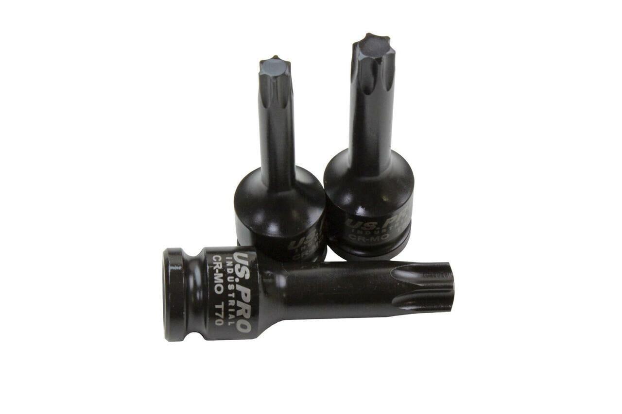 US PRO INDUSTRIAL 8pc 1/2" Dr Long Impact Torx Bits Socket Set T30 - T80  3315