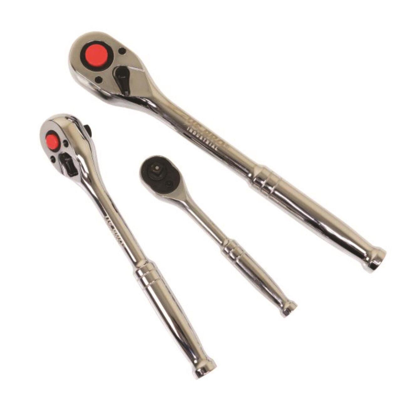 US PRO INDUSTRIAL 90T Ratchet Handle Set 1/4" 3/8" 1/2" Drive Short Socket Wrenches 4228