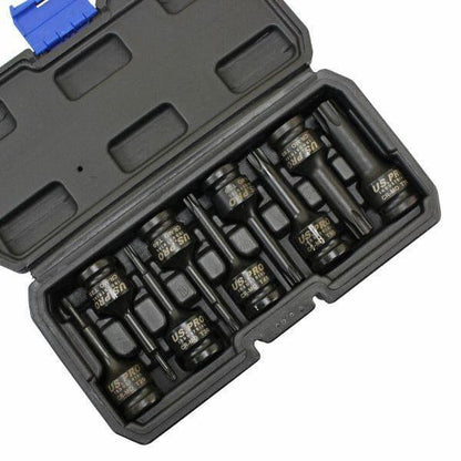 US PRO INDUSTRIAL 9pc 1/2 " dr Impact Torx Star Bit Sockets, Socket Set 3636