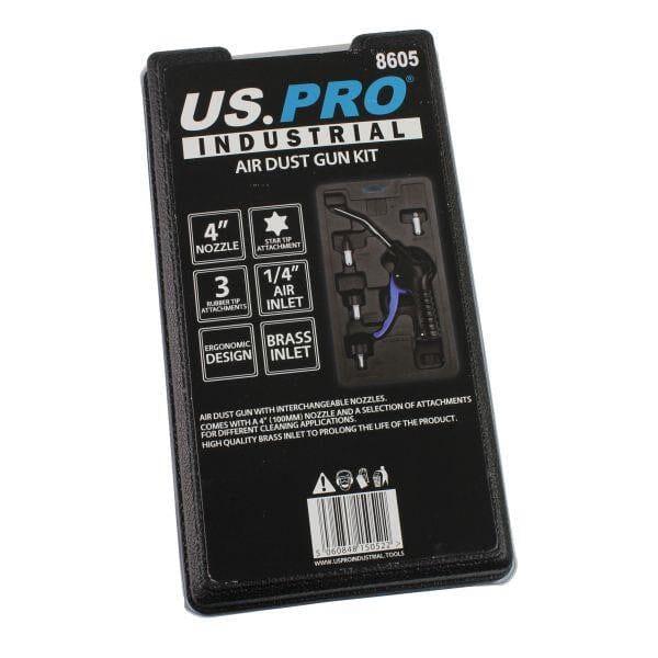 US PRO Industrial Air Dust Gun Kit With 4 Nozzles Compressed Air Blow Tool 8605