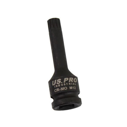 US PRO INDUSTRIAL M12 X 78MM 1/2" DR Impact Spline Bit Socket 3873
