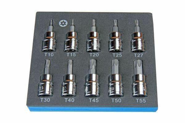 US PRO Tools 10Pc 3/8 Dr 48mm Long Tamper Proof Torx Bit Socket Set T10 - T55 2099