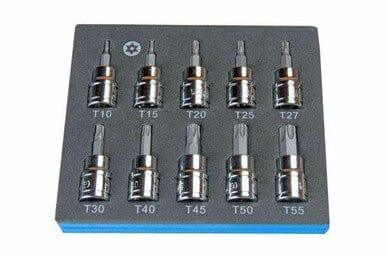US PRO Tools 10Pc 3/8 Dr 48mm Long Tamper Proof Torx Bit Socket Set T10 - T55 2099