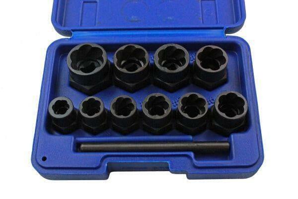 US PRO Tools 11pc Bolt Nut Extractor Set, Damaged Heads Studs Twist Sockets 2656