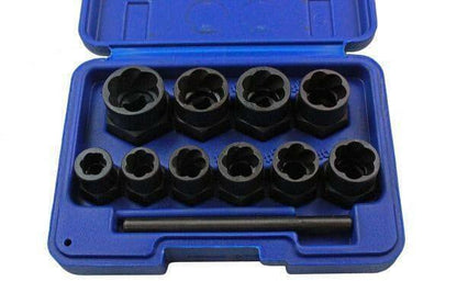 US PRO Tools 11pc Bolt Nut Extractor Set, Damaged Heads Studs Twist Sockets 2656