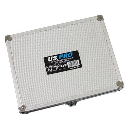 US PRO Tools 147pc Assortment Bit Set With T Handle Bit Ratchet & Driver 2947